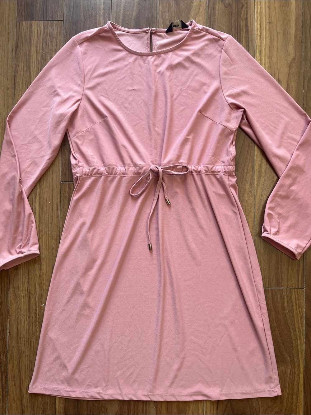 Max Women’s Long Sleeve adjustable Drawstring Waist Pink Dress Formal Size 12